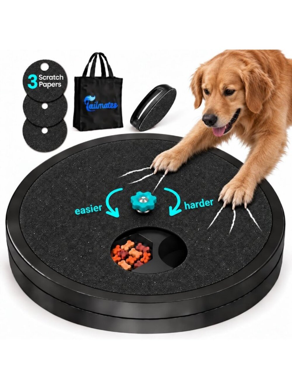 Dog Nail Scratch Board with Treats for Large Dogs – Adjustable Filing Disk & 3
